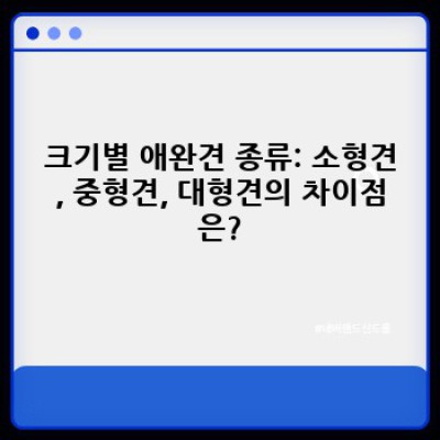 나에게 딱 맞는 애완견은? 품종별 특징과 선택 가이드 완벽 정리